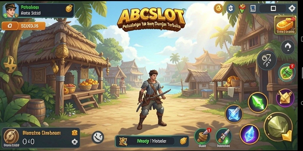 Screenshot gameplay ABCSLOT menampilkan petualangan dalam dunia terbuka yang luas.