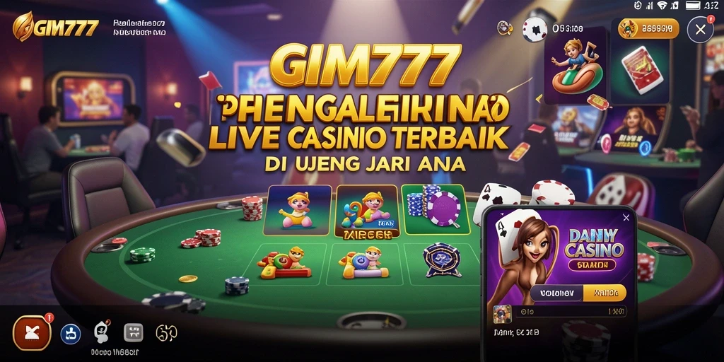 Tampilan screenshot GIM777 menampilkan dealer cantik dan meja permainan Live Casino.