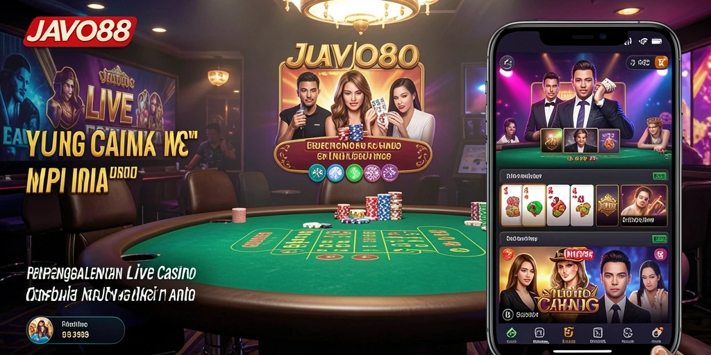 Screenshot dari gameplay <strong>JAVO88</strong> menampilkan dealer langsung dengan interaksi yang dinamis.